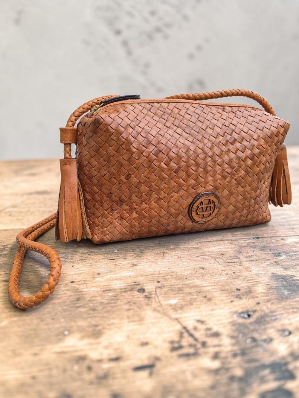 Massimo Dutti Woven Nappa Leather Crossbody